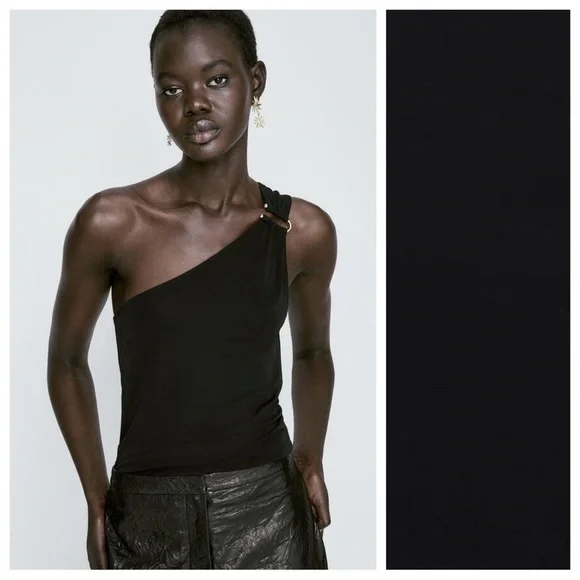 Massimo Dutti | Tops | Nwt Massimo Dutti Black Asymmetric